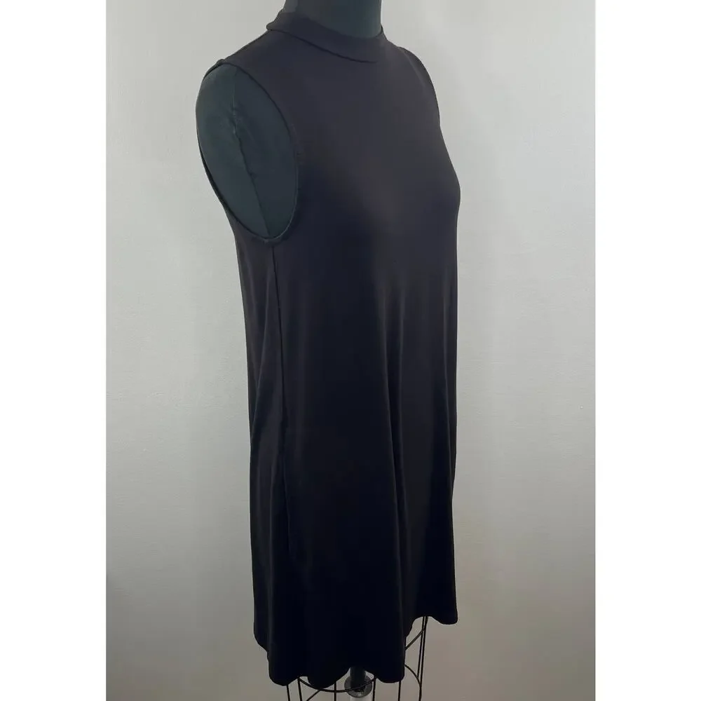 J. Crew Dark Purple Sleeveless High Neck Sleeveless Shift Dress Mini Length Sz S
